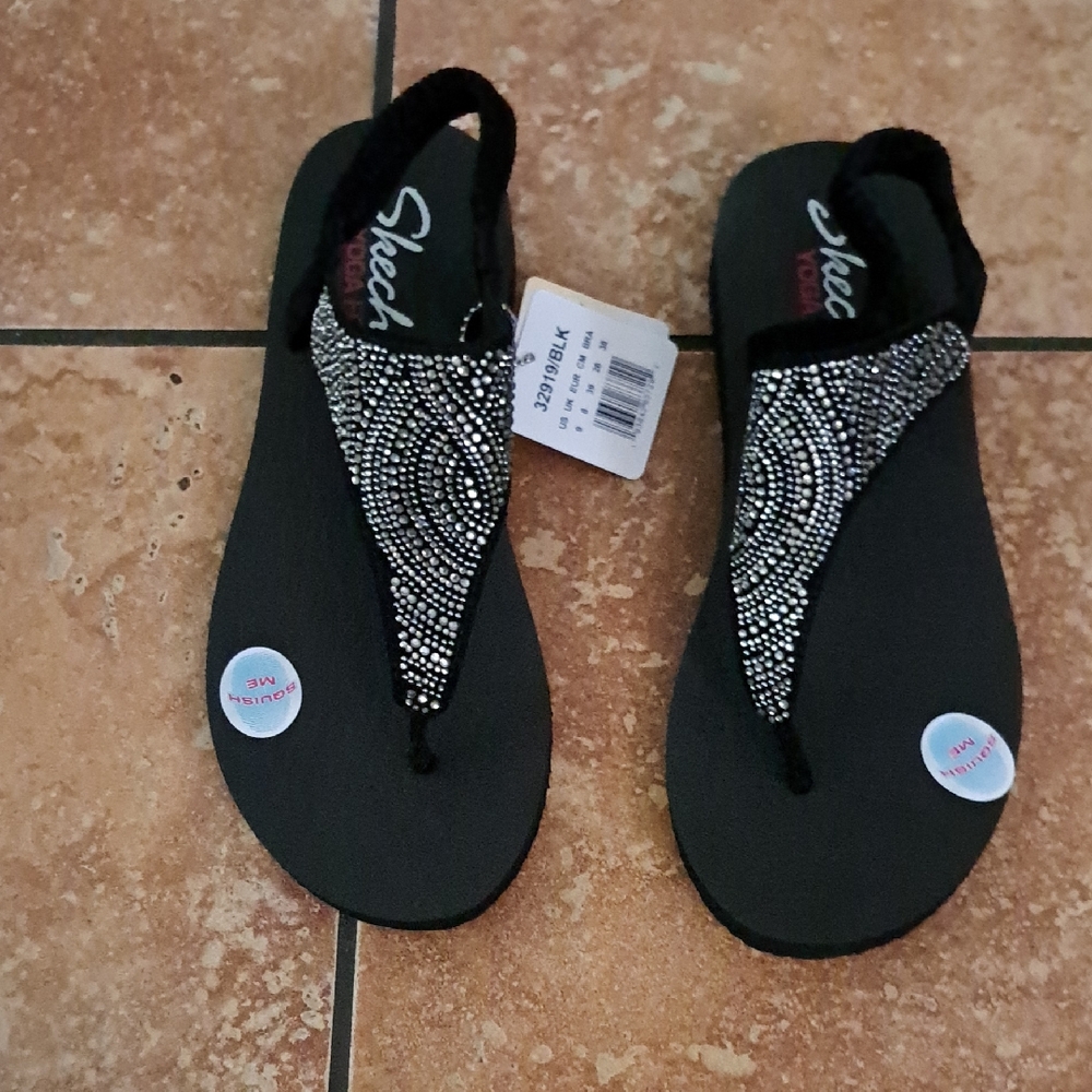 Skechers Black and Silver Beaded Sandals